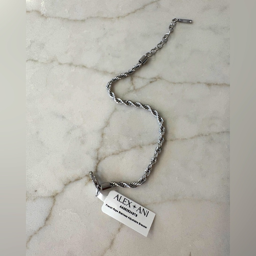 Alex and Ani Silver Bracelet- French Rope Stainless Adjustsable Bracelet